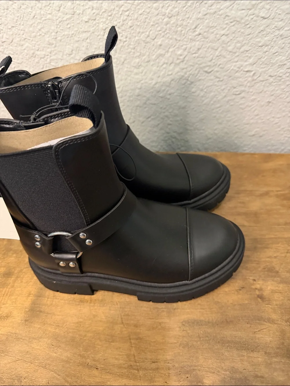 Art Class Kids Black Pull-On Moto Boots size 1